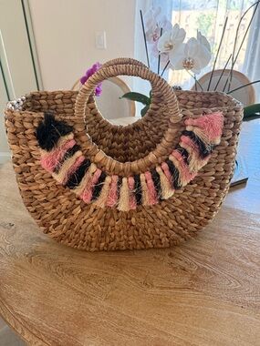 Pink Roxy x Potterybarn Large Straw
Tote Beach Bag